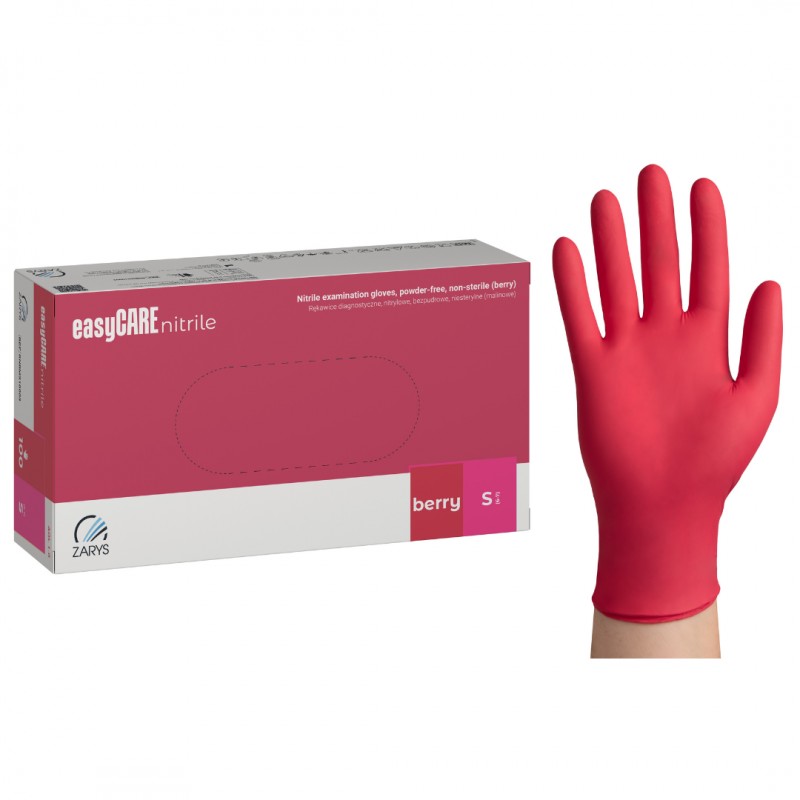 Rękawiczki nitrylowe malinowe easyCARE Nitrile Berry