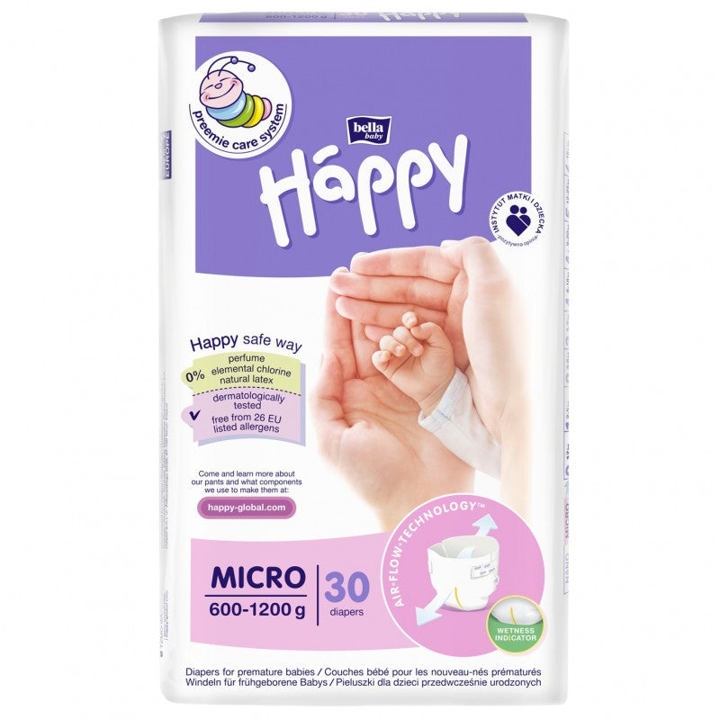 Pieluszki Bella Happy Micro 600-1200 g 30 szt.