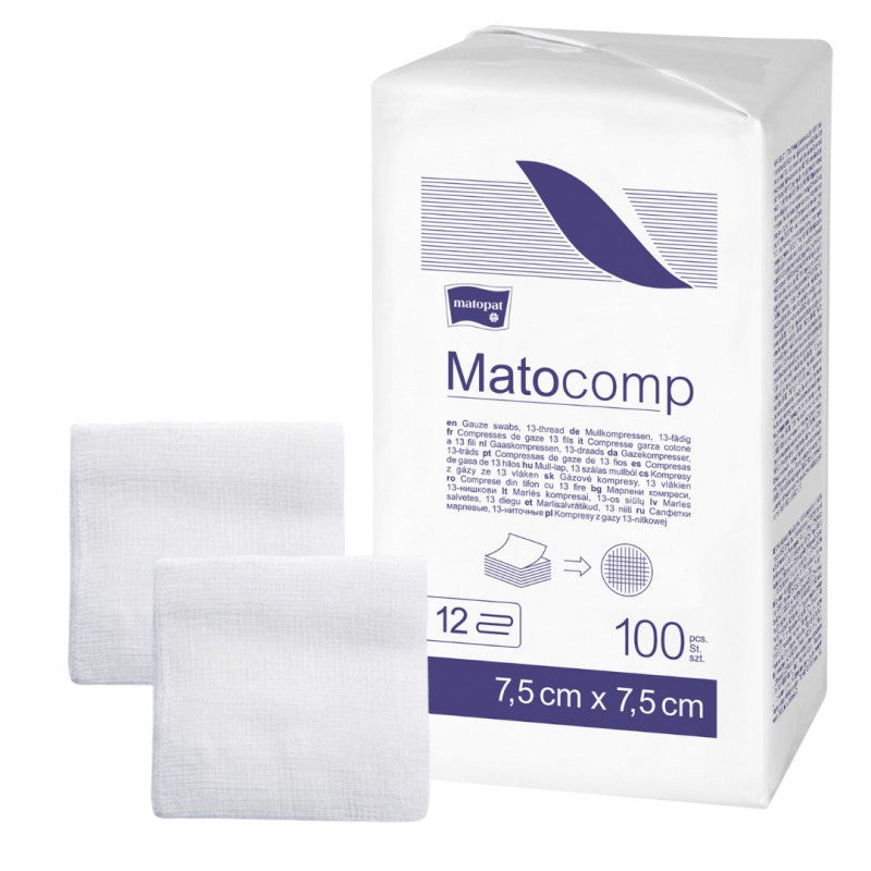 Niejałowe kompresy z gazy Matocomp 100 szt.