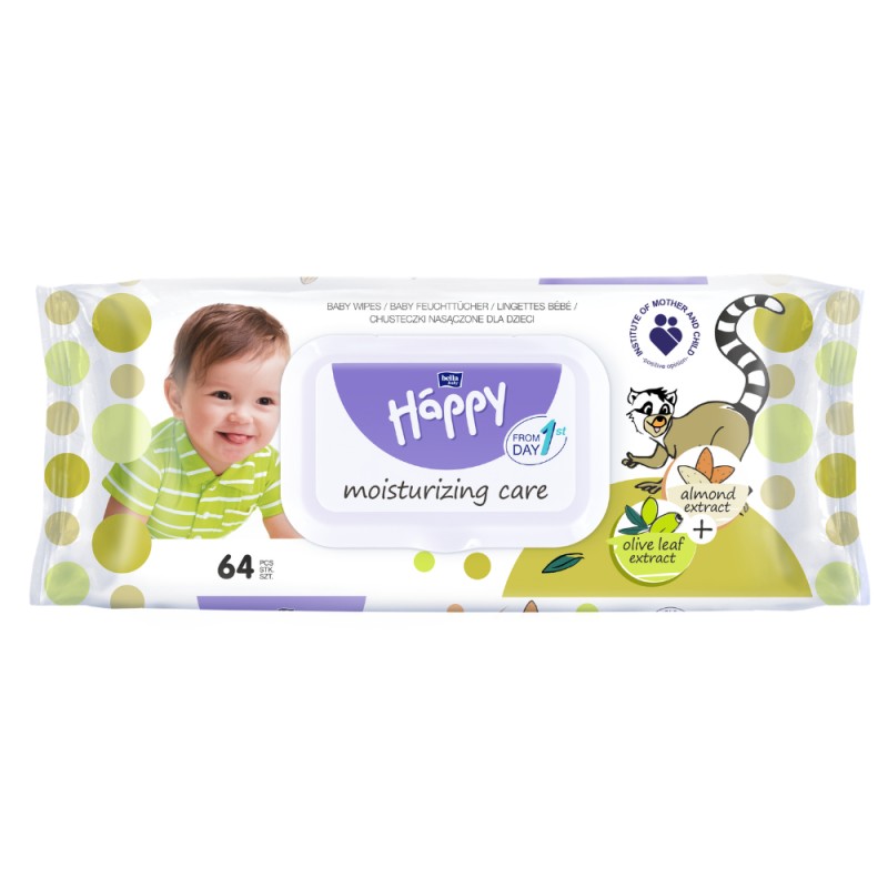 Chusteczki nawilżane Bella Baby Happy z wyciągiem z migdała i liści oliwek 64 szt.