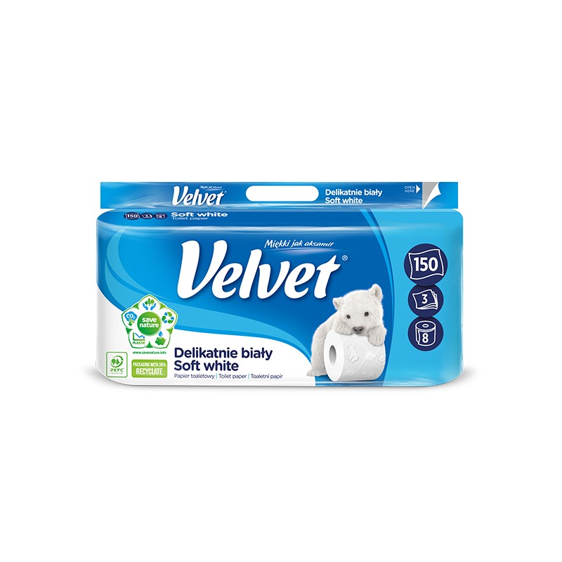 Papier toaletowy Velvet Delikatnie Biały 8 szt.