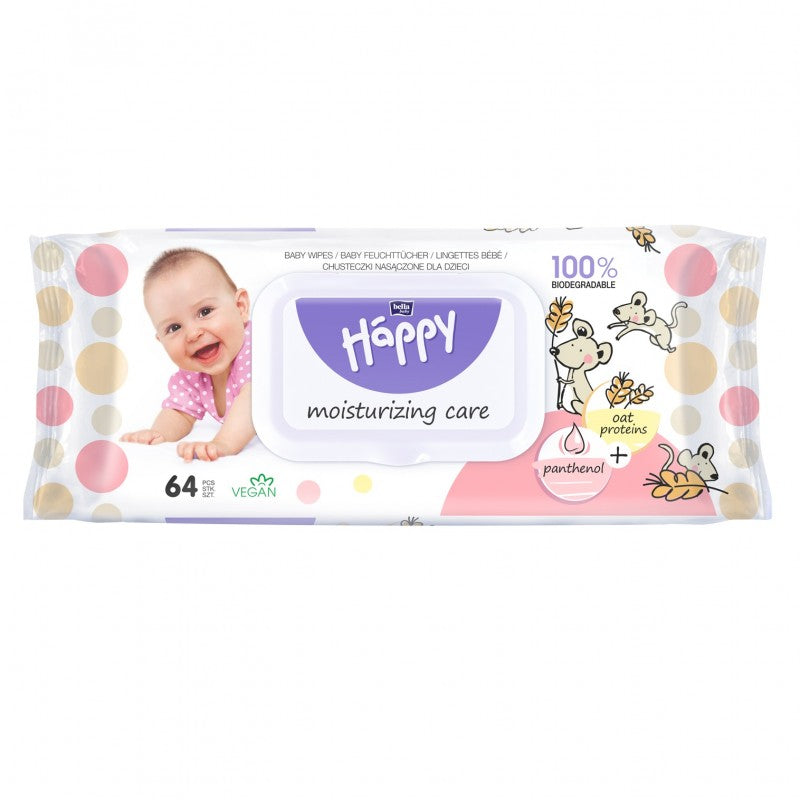 Chusteczki nawilżane Bella Baby Happy z proteinami owsa i panthenolem 64 szt.