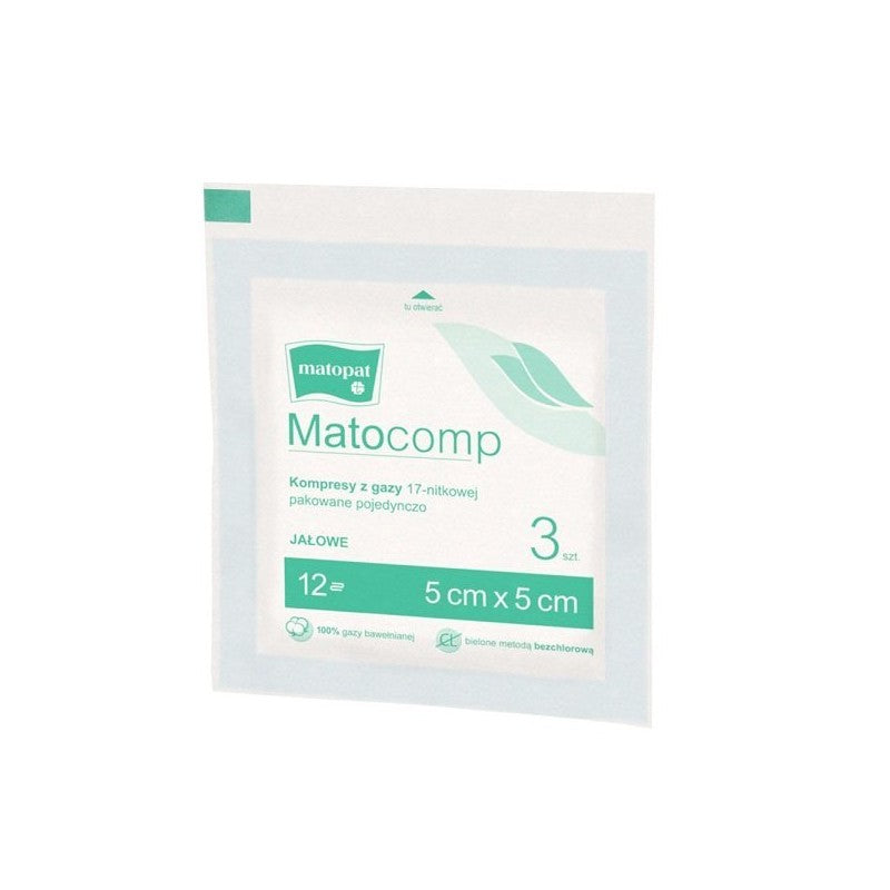 Matocomp Jałowe kompresy z gazy 17-nitkowej 3 szt.