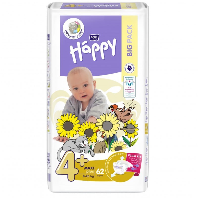 Pieluszki Bella Happy 4+ Maxi Plus 9-20 kg BIG PACK
