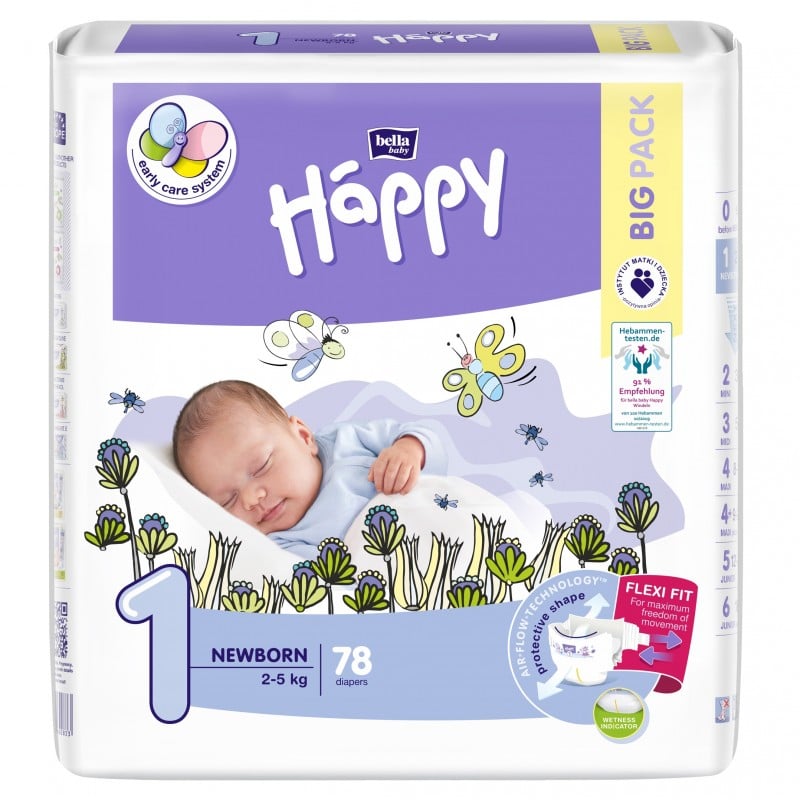 Pieluszki Bella Happy 1 Newborn 2-5 kg BIG PACK