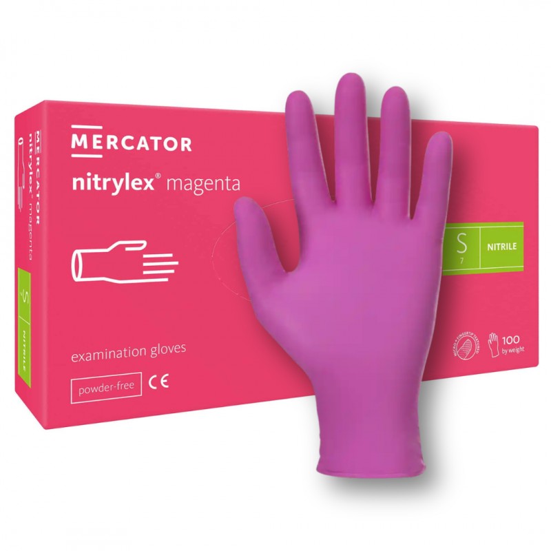 Rękawiczki nitrylowe różowe Mercator Nitrylex Magenta