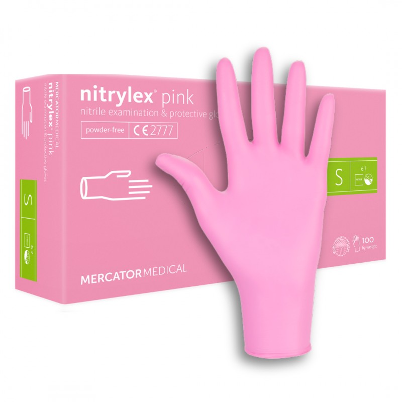 Rękawiczki nitrylowe różowe Mercator Nitrylex Pink