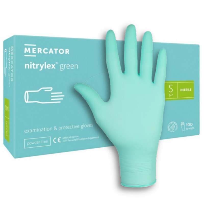 Rękawiczki nitrylowe Mercator Nitrylex Green 100 szt.