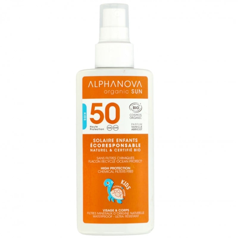 Spray przeciwsłoneczny dla dzieci SPF 50 Alphanova Organic SUN KIDS 125 g