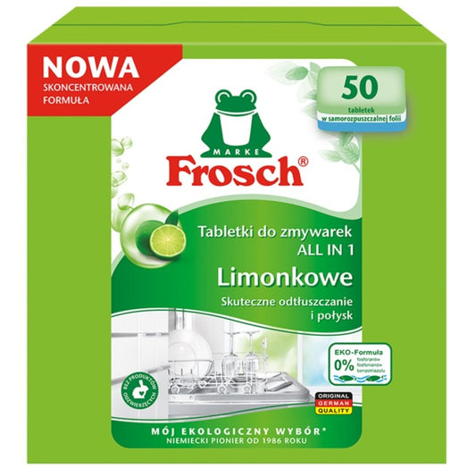 Limonkowe tabletki do zmywarki Frosch All in One 50 szt.