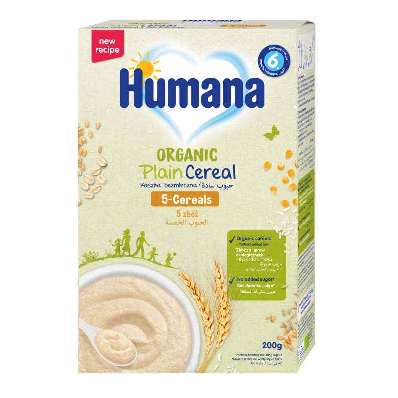 Kaszka bezmleczna 5 zbóż Humana Organic po 6. miesiącu 200 g
