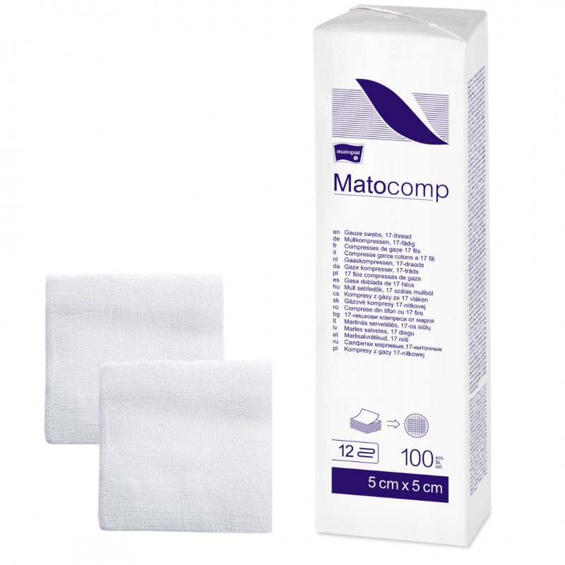 Niejałowe kompresy z gazy Matocomp 100 szt.