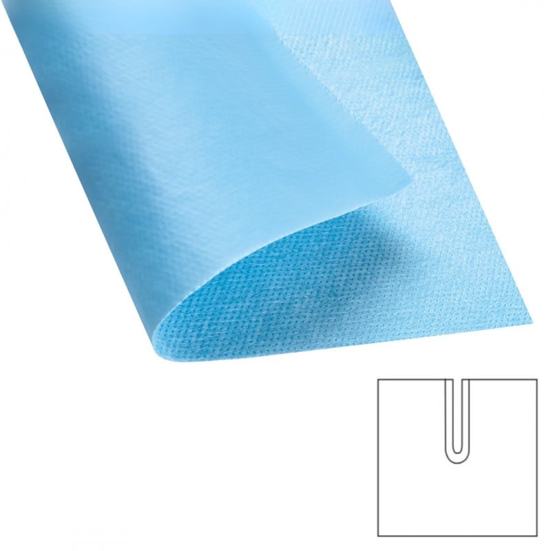 Serweta jałowa z laminatu Blue Special z wycięciem U i przylepcem Matodrape