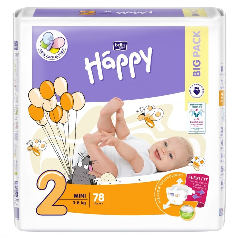 Pieluszki Bella Happy 2 Mini 3-6 kg BIG PACK