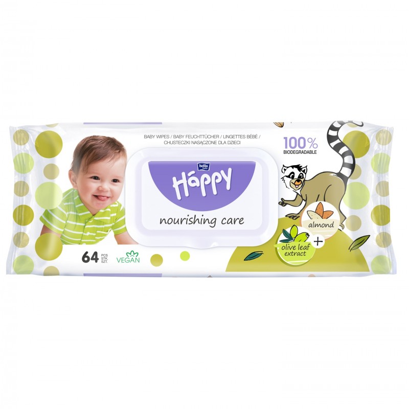 Chusteczki nawilżane Bella Baby Happy z wyciągiem z migdała i liści oliwek 64 szt.