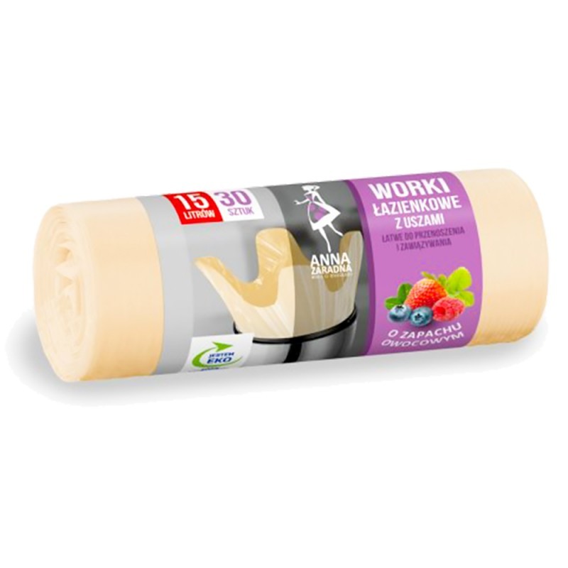 Anna Zaradna Worki na śmieci z uszami, owocowe 15 l 30 szt.