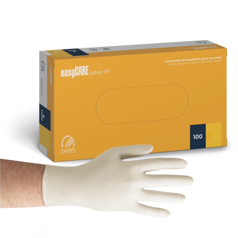 Rękawiczki lateksowe bezpudrowe easyCARE latex PF 100 szt.