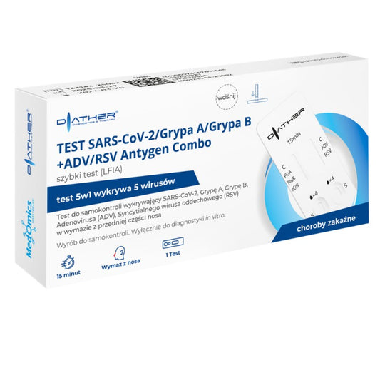 Test Diather SARS-CoV-2/Grypa A/ Grypa B+ADV/RSV Antygen Combo
