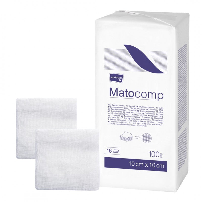 Niejałowe kompresy z gazy Matocomp 100 szt.