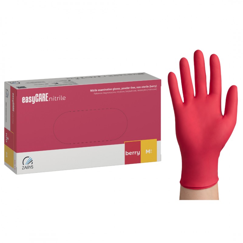 Rękawiczki nitrylowe malinowe easyCARE Nitrile Berry