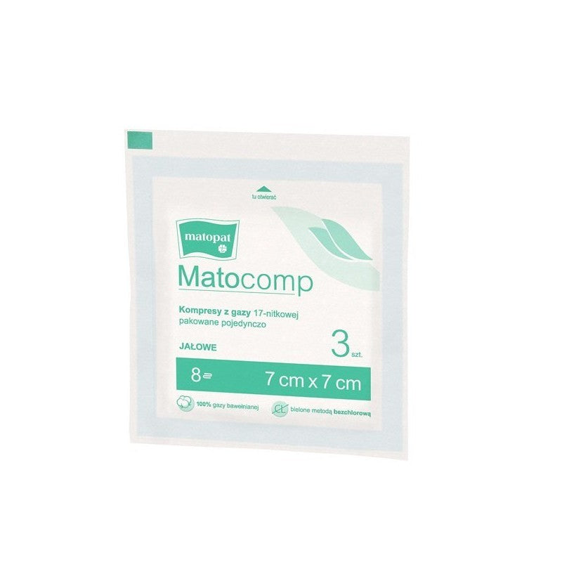 Matocomp Jałowe kompresy z gazy 17-nitkowej 3 szt.