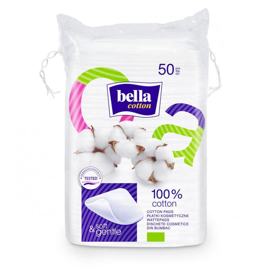 Kwadratowe płatki kosmetyczne Bella Cotton 50 szt.