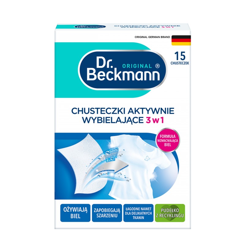 Chusteczki aktywnie wybielające 3 w 1 Dr. Beckmann 15 szt.