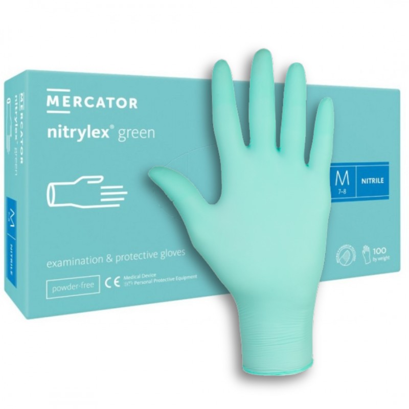 Rękawiczki nitrylowe Mercator Nitrylex Green 100 szt.