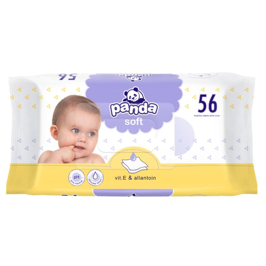 Chusteczki nawilżane Panda Soft z alantoiną i wit. E 56 szt.