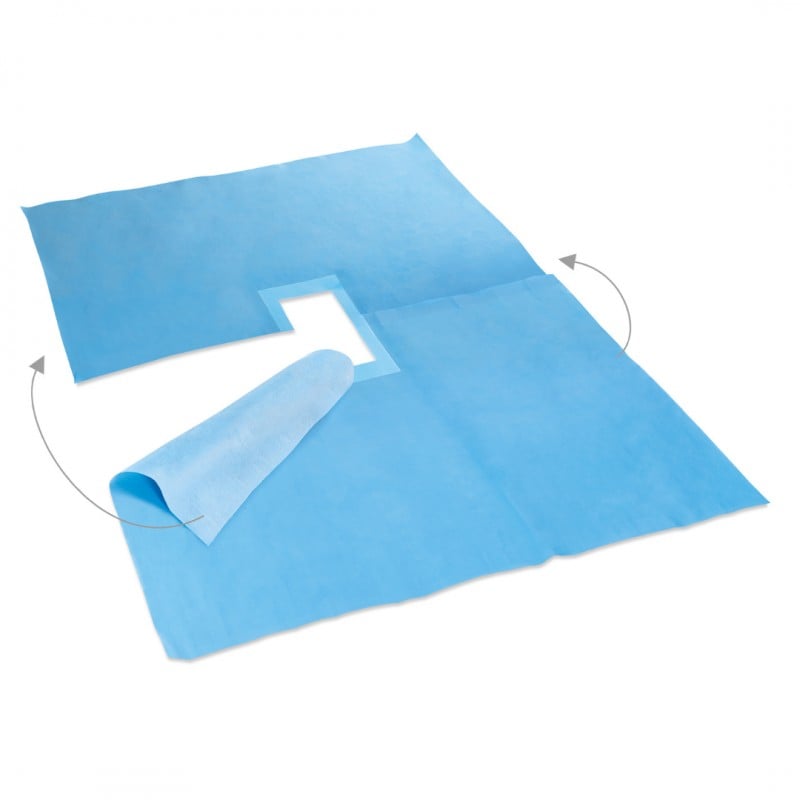 Serweta jałowa z laminatu Blue Special z otworem i przylepcem Matodrape