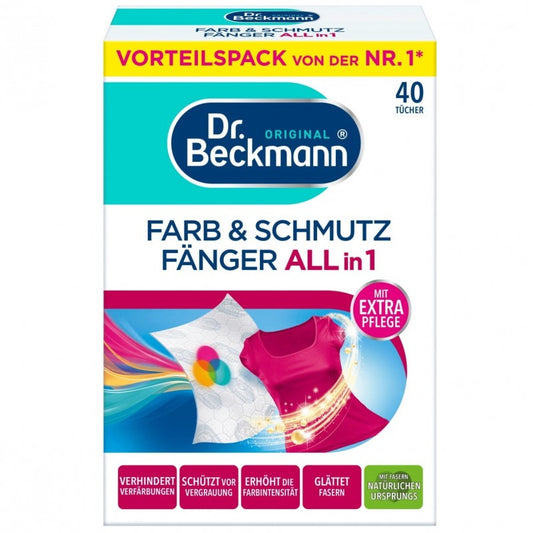 Chusteczki zapobiegające farbowaniu i wyłapujące brud 3 w 1 Dr. Beckmann 40 szt.