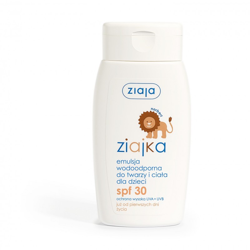 Emulsja wodoodporna do twarzy i ciała dla dzieci SPF 30 Ziajka 125 ml