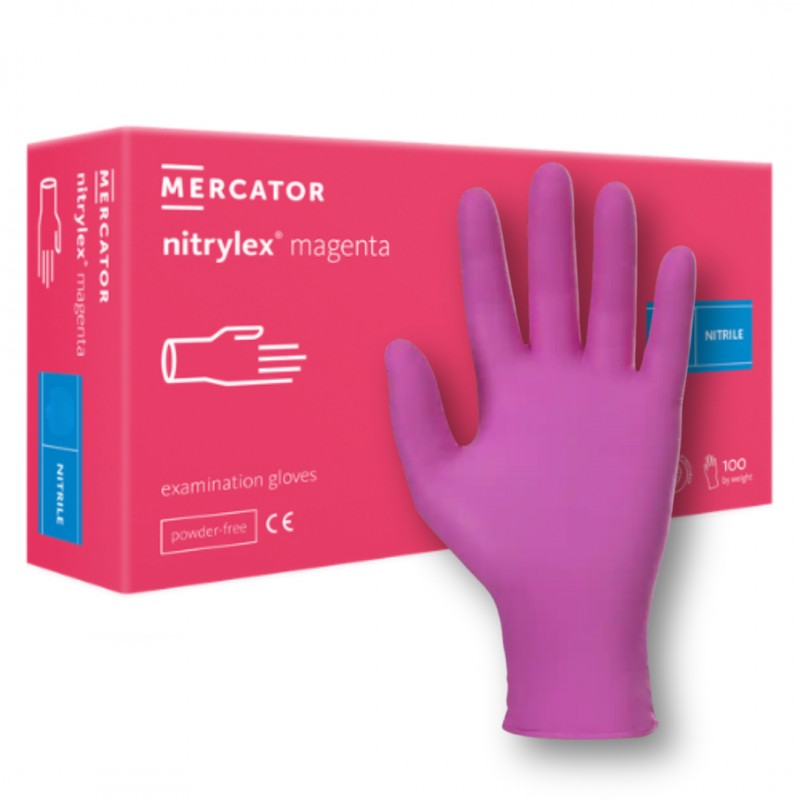 Rękawiczki nitrylowe różowe Mercator Nitrylex Magenta
