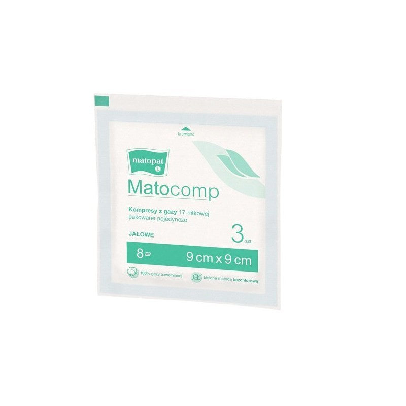 Matocomp Jałowe kompresy z gazy 17-nitkowej 3 szt.