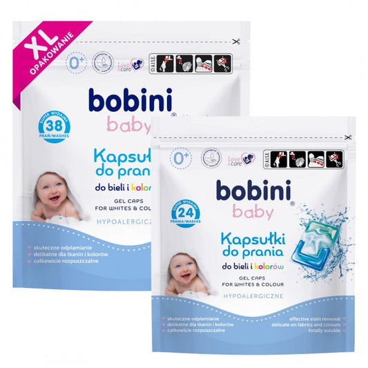 Hipoalergiczne kapsułki do prania bieli i kolorów Bobini