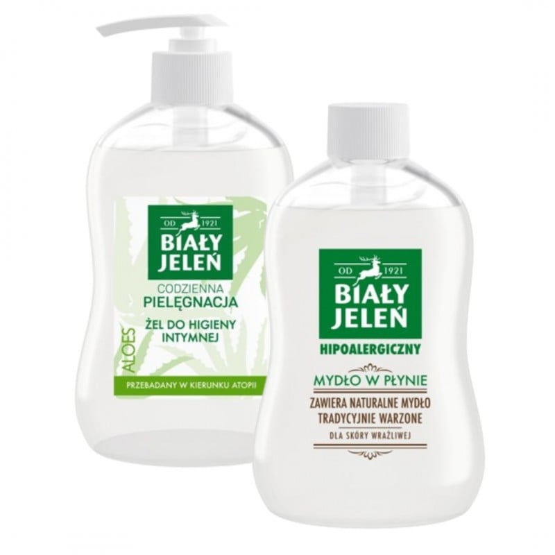 Zestaw Biały Jeleń Mydło w płynie + Żel do higieny intymnej z aloesem