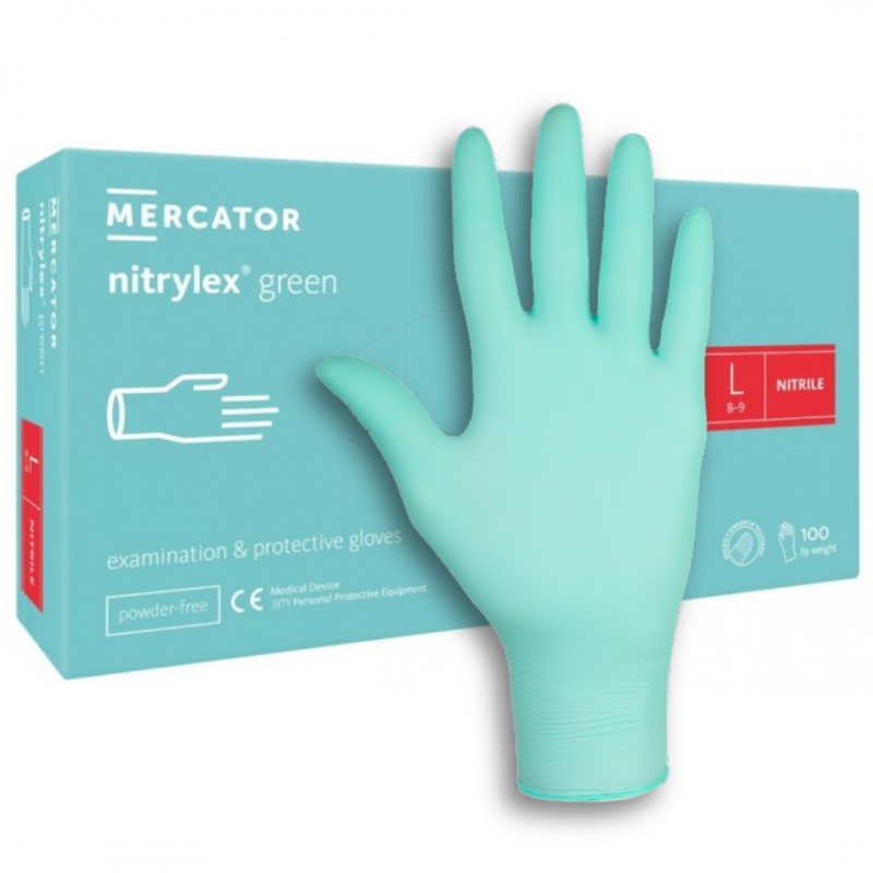 Rękawiczki nitrylowe Mercator Nitrylex Green 100 szt.