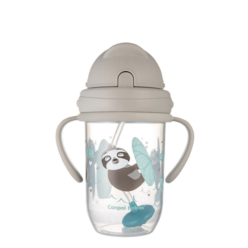 Kubek niekapek z rurką i odważnikiem Canpol Babies EXOTIC ANIMALS 270 ml