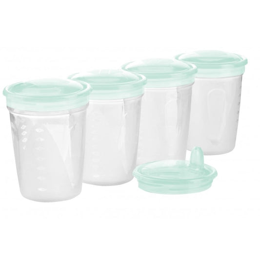 BabyOno Pojemniki do przechowywania pokarmu 4szt. + ustnik