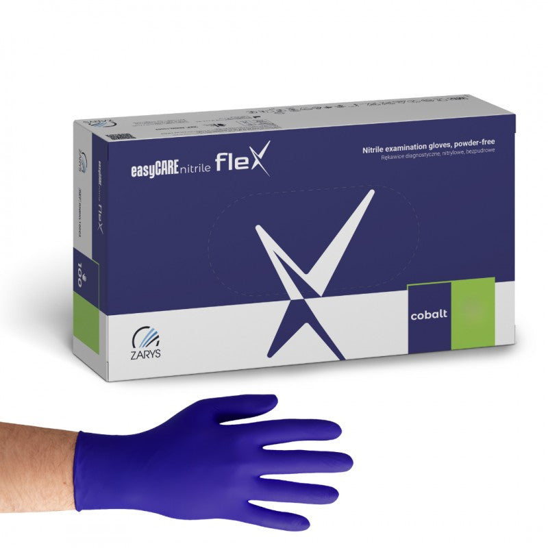 Rękawiczki nitrylowe kobaltowe easyCARE Nitrile Flex Cobalt