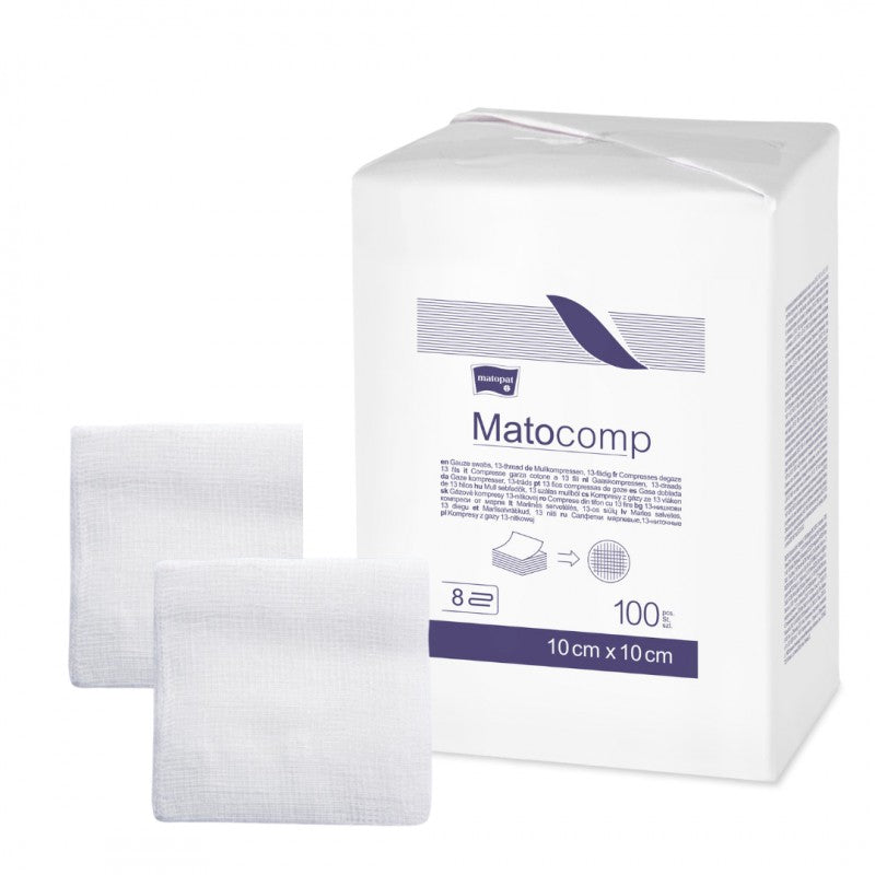 Niejałowe kompresy z gazy Matocomp 100 szt.