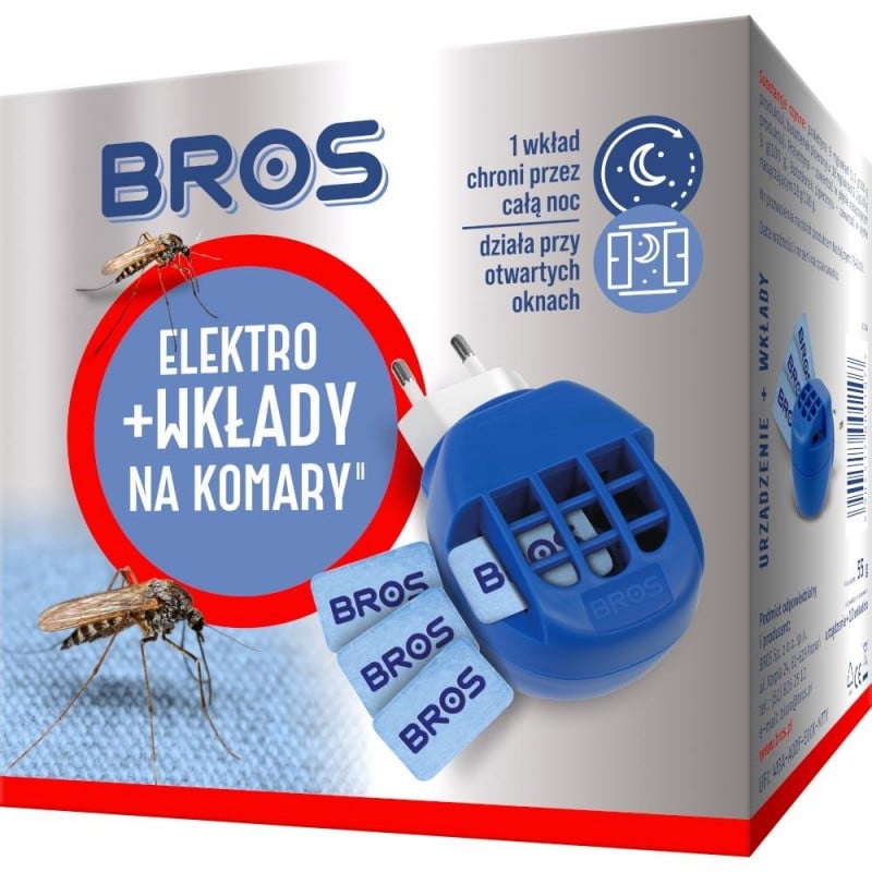 Urządzenie na komary do gniazdka BROS Elektro + wkłady 10 szt.