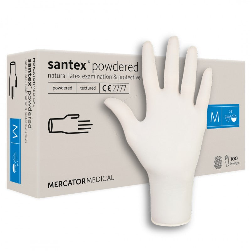 Rękawiczki lateksowe pudrowane teksturowane Mercator Santex Powdered