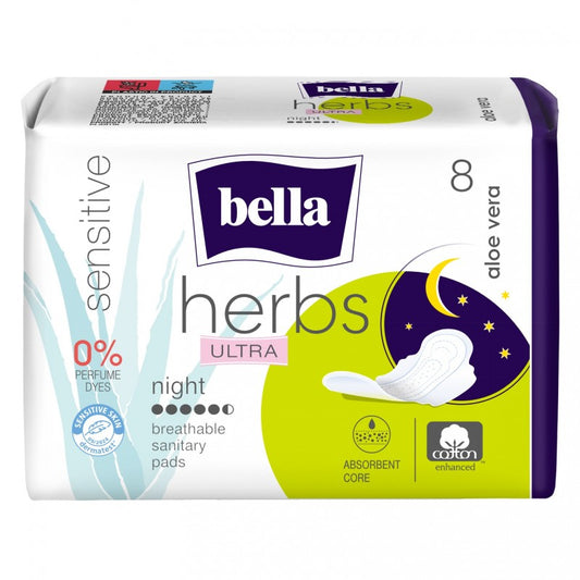 Ultracienkie podpaski Bella Herbs Ultra Night z aloesem