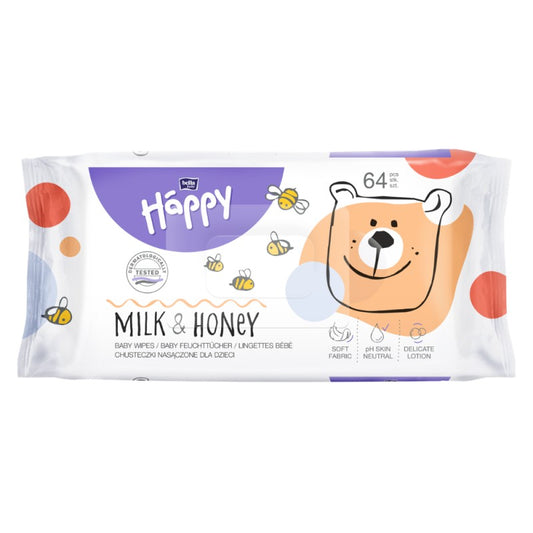 Chusteczki nawilżane Bella Baby Happy Mleko i Miód 64 szt.