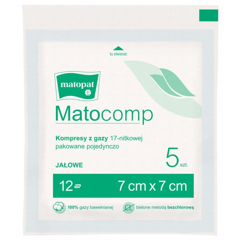Kompresy jałowe Matocomp z gazy 17-nitkowej