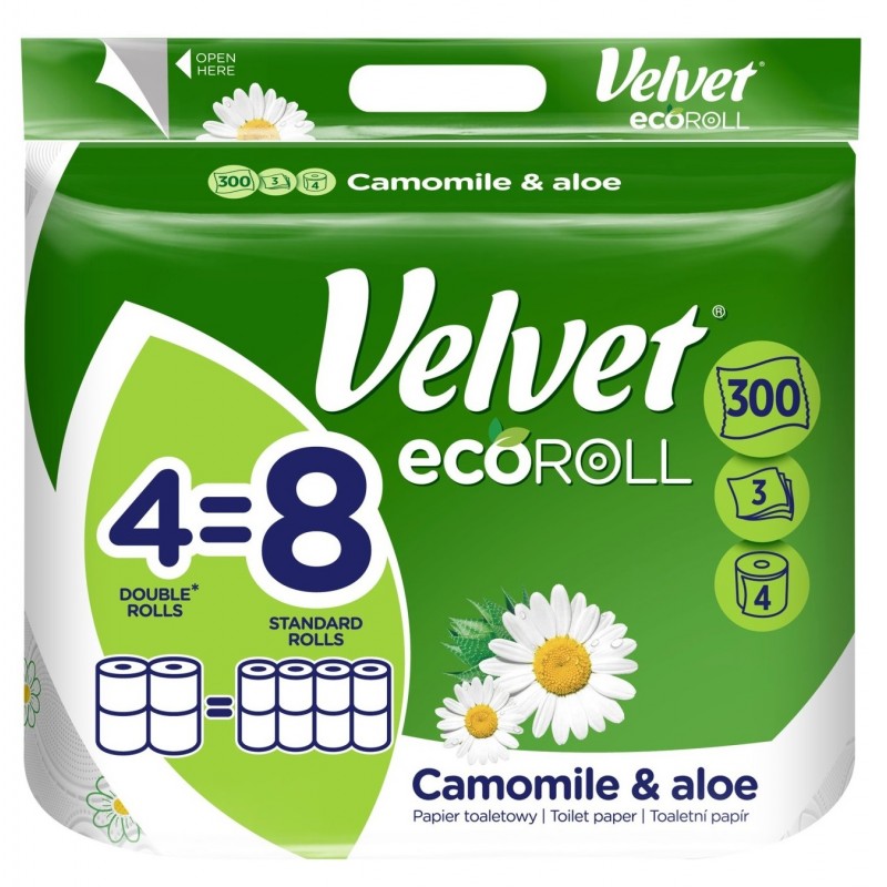 Papier toaletowy Velvet ecoROLL Rumianek i Aloes 4 szt.