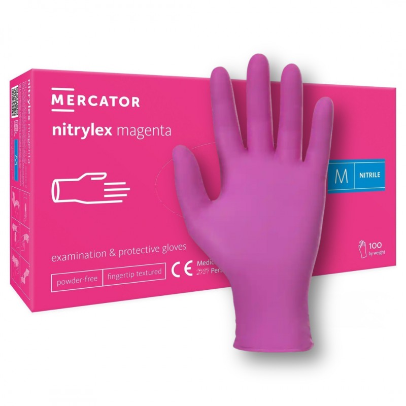Rękawiczki nitrylowe różowe Mercator Nitrylex Magenta