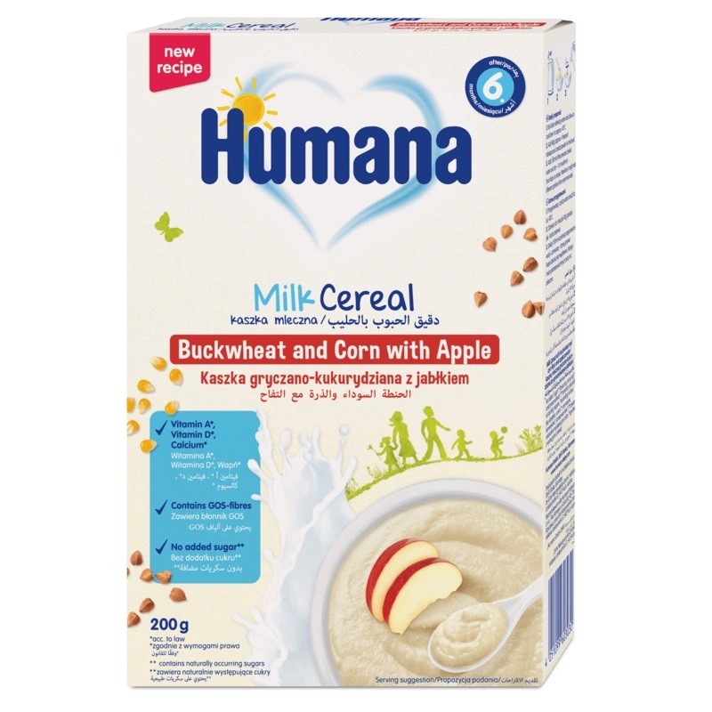 Kaszka mleczna gryczano-kukurydziana Humana z jabłkiem 200 g