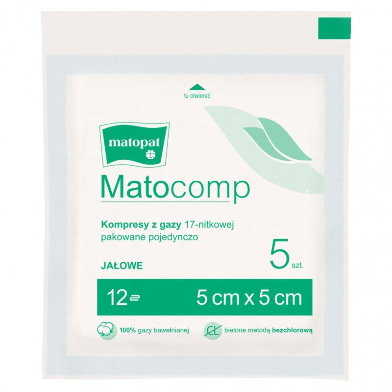 Kompresy jałowe Matocomp z gazy 17-nitkowej